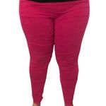 ZARA Trafaluc MEDIUM Hot Pink Leggings Pull On Pants Stretch Ruched Front Photo 5