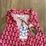 Diane Von Furstenberg NWT  Collared Sleeveless Pink‎ Geo Jumpsuit Size XL Summer Photo 6