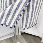 Banana Republic  Striped Tweed Midi Skirt Fringe Trim Pencil Blue White Size 10 Photo 6