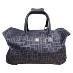 Diane Von Furstenberg DVF Monogram Rolling Duffel Bag Navy Logo Canvas Silver Hardware Travel Carryon Photo 0