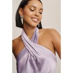 BHLDN  Ruby Stretch Satin Halter Mini‎ Dress in Purple Lavender Size Small Photo 2