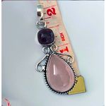 925 Sterling Silver Angel Amethyst Rose Quartz Necklace handmade womens jewelry Pink Photo 5