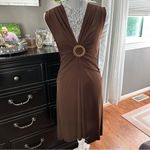 Candie's Candie’s Brown Sleeveless Ring Detail Midi Dress L Glam Mob Wife Cocktail Party Photo 1