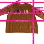 st. john's bay  BROWN "HELLO" MULTI-COLOR CREW NECK SWEATER NWT (L) Photo 9
