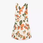 ZARA NWT Floral Orange 🍊 & Green Women's Printed Mini Balloon Dress Sz Medium Photo 6