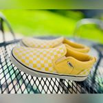 Vans  Classic missy  5.0 Checkered Sneaker Shoes Yellow And White Fabric Photo 1