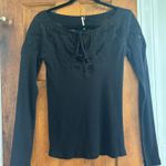 Free People  Black Tie Long Sleeve Shirt Photo 0