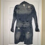 Malibu Bum New,  Long Sleeve Button Front Distressed Denim Dress Size M  Photo 8