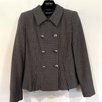 Giorgio Armani Double Breasted Borgo 21 Wool Tweed Blazer Women's 10 Gray Pink Photo 1