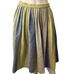 Vintage 80s Neusteter Denver lime green blue cotton tweed circle skirt Small Photo 0