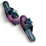 Jeffrey Campbell  – Bow Mule Slides – Women's 9.5 – Floral Satin Slip On Photo 2