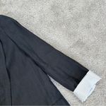 ZARA Women’s Linen Blazer Open Front Striped Rolled Sleeve Academia in Black S Photo 7