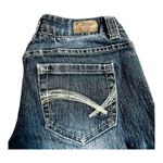 Reign Blue Denim Ankle JEANS Embroidered Pocket Women's 0 Short 24x27.5 Low Rise Photo 2