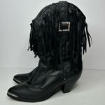 Dingo Vintage  Black leather Fringe Western Boots 7.5 Photo 1
