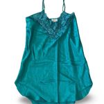 90s Vtg Intimate Moods Turquoise Green Satin Chemise Size M Photo 2