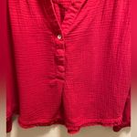 Free People  Red Changing Horizons Gauze Deep V-Neck Blouse Size Small Photo 10