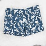 Loft Floral Peacock Bird Ruffle Pocket Riviera Chino Shorts Blue White Size 4 Photo 3