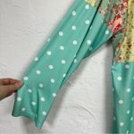 Lily Green Pink Floral Polka Dot Patchwork Blouse Womens 1X Boho Casual Spring Photo 2