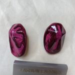 Vintage 80's Earrings Acrylic Pour Paint Stud Post 1" Fashion Express Bundle Green Photo 4