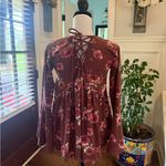 Altar'd State NWT Floral V-Neck Lace back Blouse - Burgundy and Pink Photo 1