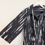 Snapdragon & Twig Cotton Popover Shirt Dress Black White Preppy Lagenlook Small Photo 3