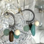Silver tone hoops with beads Photo 5