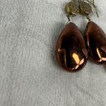 Vintage Boho Copper Amber Glass Teardrop Pierced Spiral Earrings Set Fall Colors Brown Photo 11
