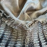 CLARA KASAVIN Beaded Evening Clutch Purse Silver Black Rhinestone Flowers Chain Photo 7