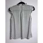 Rose + Olive Women's Sleeveless Blouse Top Black White Polka Dot Ruffle Photo 6