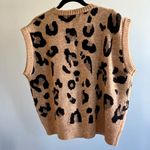 Anthropologie One Size Leopard Cheetah Sweater Vest, Tan & Black | OS Photo 4