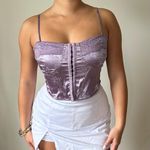 PacSun Corset Bustier Satin Lace Up Crop Top Photo 4