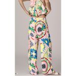 Anthropologie  Maeve Colorful Straight-Leg Pull-On Silk Pants Size‎ Medium Photo 2