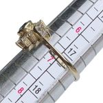 14K Yellow Gold Round Aquamarine and White Sapphire Ring Sz 6.75 Photo 8