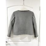 Ann Taylor LOFT Women's Asymetrical Sherpa Gray Suede Moto Jacket Sz Small Photo 3