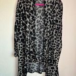 Adora Greige Leopard Animal Print Gauzy Open Front Waterfall Hem Cardigan M Gray Size M Photo 1