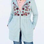 Evy’s Tree NWT Women’s Anne-Marie Embroidered Hoodie in Dusty Blue Size Small Photo 0