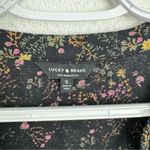 Lucky Brand  boho dark floral 3/4 bell sleeve tie front blouse size S Photo 1