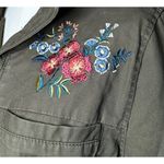 Old Navy NEW  Womens Olive Green Floral Embroidered Utility Field Cargo Jacket S Photo 4