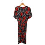 Vintage Von Bramlett Faux Wrap Maxi Dress Short Sleeves Elastic Waist Size 13/14 Black Photo 8