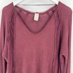 We The Free People Laguna Waffle Knit Top Burgundy Red Long Sleeves Size Medium Photo 3