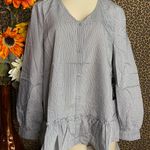 Doe & Rae ✅3/$30✅ NWT  Black Striped Button Down BabyDoll Blouse | SMALL | Photo 0