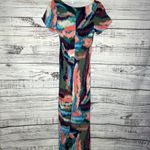 Soft Surroundings  Maxi Dress Blue Green Zina Watercolor Pullover V-Neck XS Photo 3