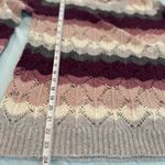 Northstyle women’s Sz: S Striped Open Knit Bell Sleeve Crew Neck Sweater. Pink Photo 3