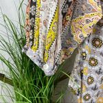 Anthropologie Fig & Flower Print Button 1/2 length Sleeve Blouse Top S Small Photo 3