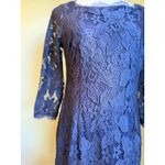 Adrianna Papell Navy Lace Sheath Dress classic elegant lparty festive boho 10 Photo 2