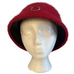 Vintage Ophelie Montreal Hat Red Angora Rabbit Fur Silver Buckle Bucket Hat Photo 0