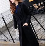 NEW Black Long Wool Blend Coat Peacoat XS Photo 1