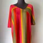 ZARA sz M Short sleeve V neck midi stripe shift dress Photo 1