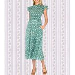 Olivia James The Label Green Dreamscape Pine Ruffles Smocked Lila Dress Small Photo 1