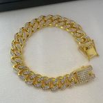 CZ Link Chain Bracelet for Men Women Streetwear Punk Hip Hop Unisex Style Gold Photo 4